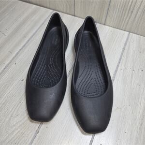 Crocs Womens Square Toe Ballet Flat Black Womens Sz 6 Shoes Comfort Office Siren